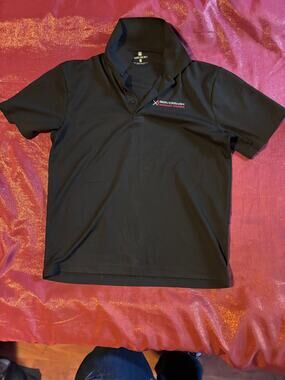 Queensboro Polo Shirt Mens L Black Performance Polyester Short Sleeve Workwear